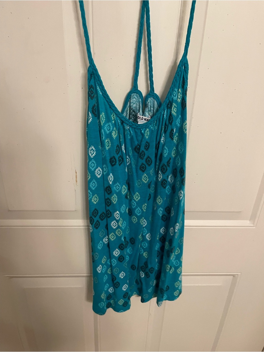 Old Navy Teal Patterned Spaghetti Strap Tank worn once